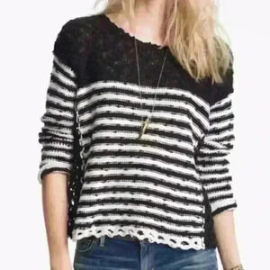 Free People Striped in Crochet Pullover Sweater